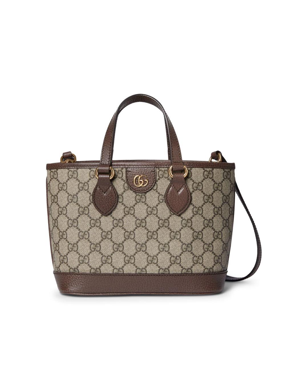 GUCCI Коричневая тканевая сумка тоут, фото 1