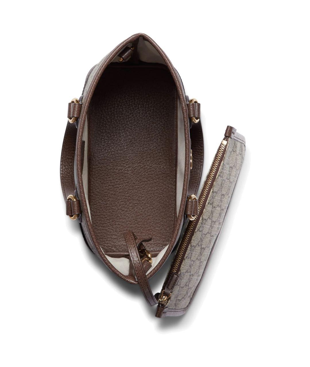 GUCCI Коричневая тканевая сумка тоут, фото 4