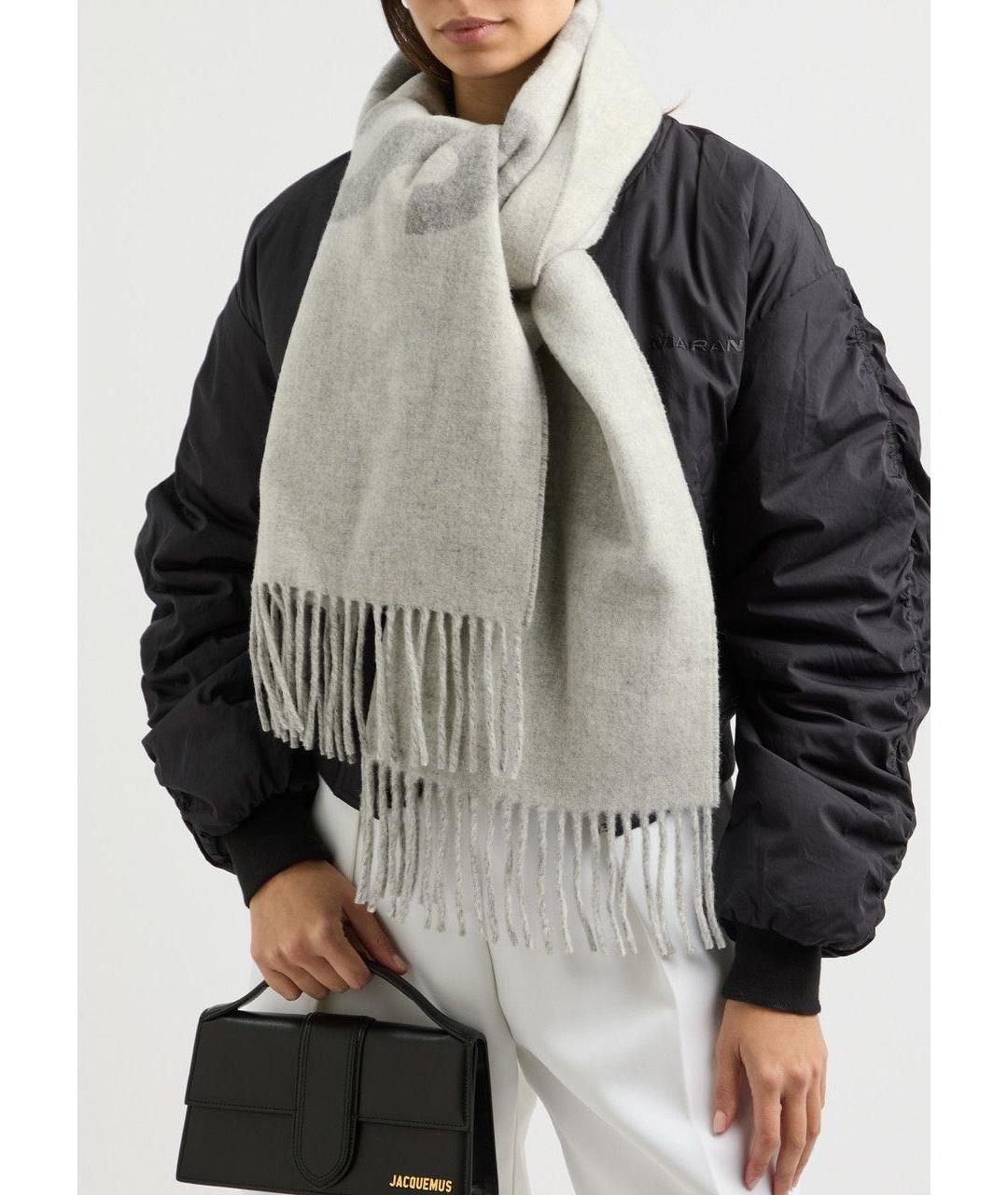 JACQUEMUS Серый шерстяной шарф, фото 4
