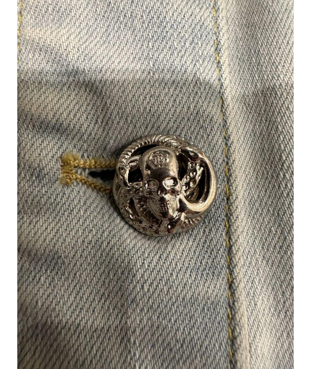 PHILIPP PLEIN Голубое деним повседневное платье, фото 7