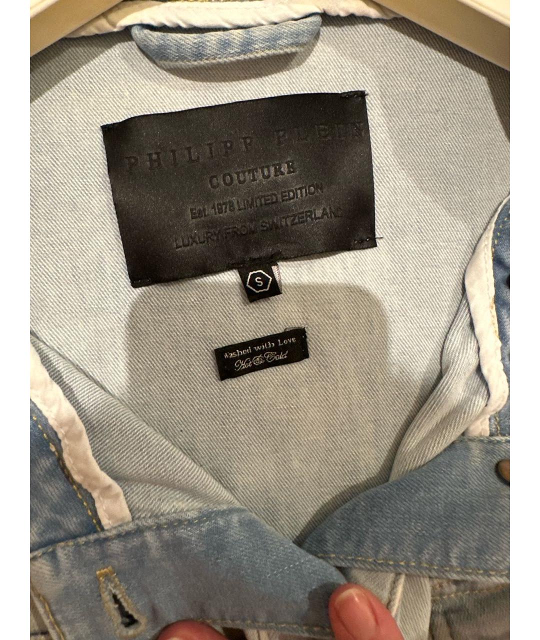 PHILIPP PLEIN Голубое деним повседневное платье, фото 3