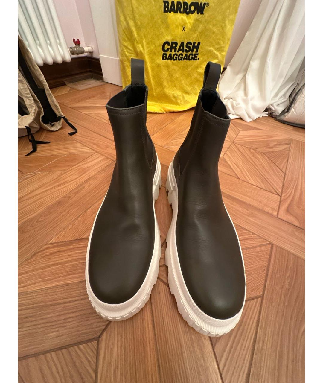 MONCLER Хаки кожаные высокие ботинки, фото 2