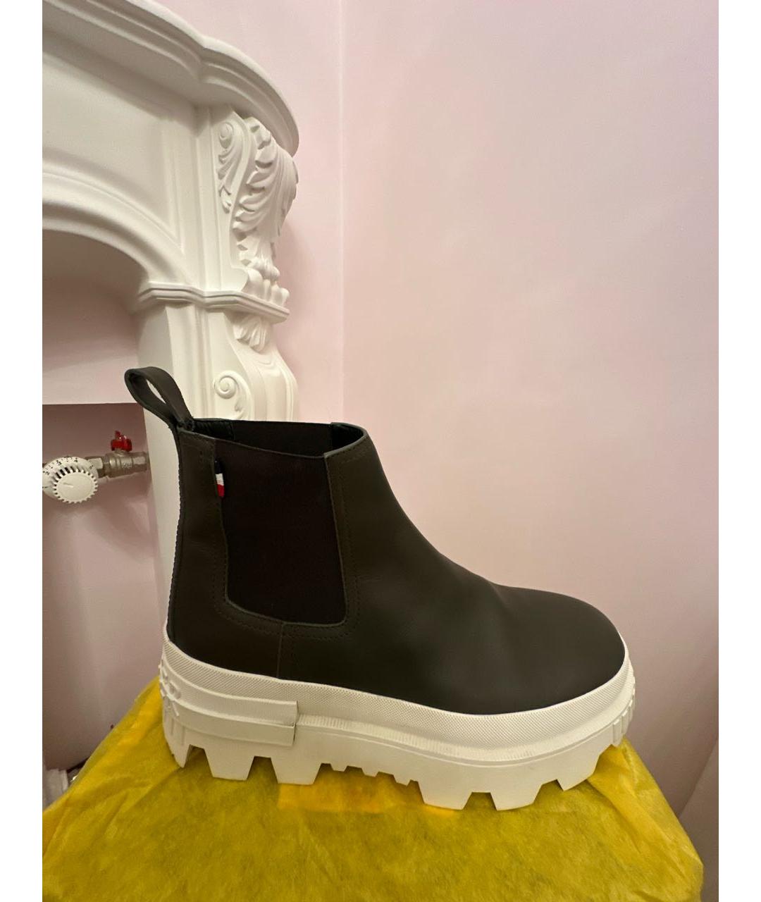 MONCLER Хаки кожаные высокие ботинки, фото 9