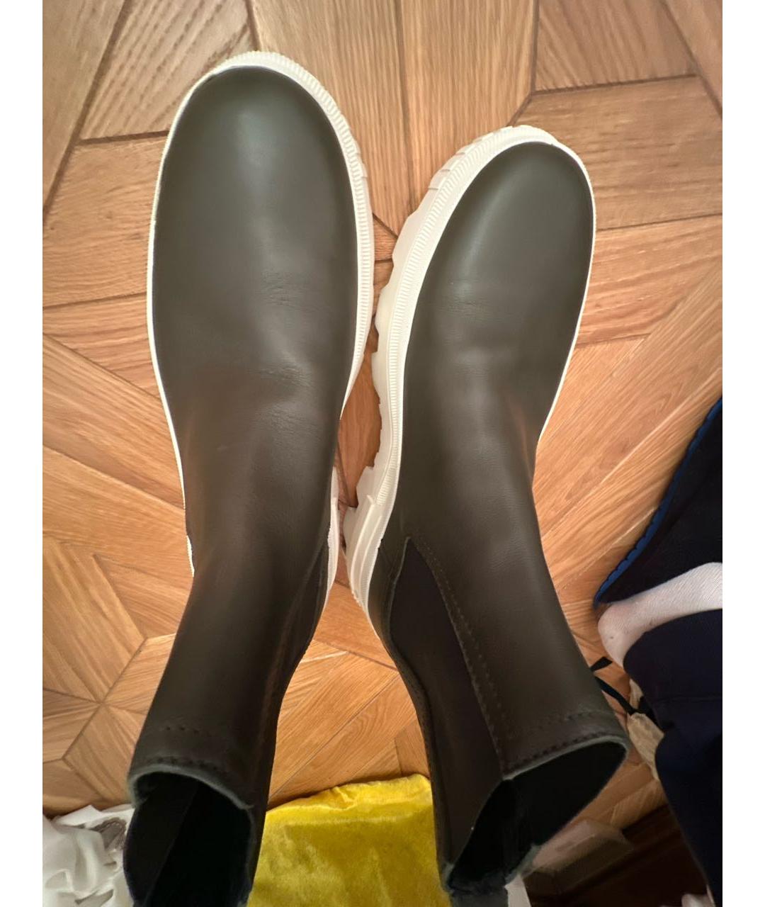 MONCLER Хаки кожаные высокие ботинки, фото 3
