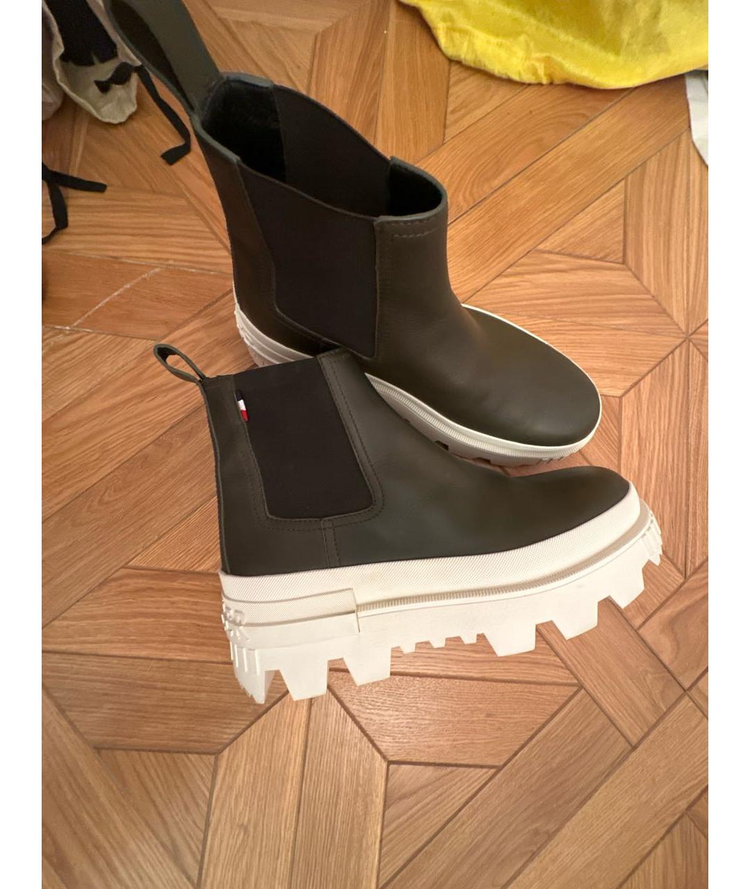 MONCLER Хаки кожаные высокие ботинки, фото 8