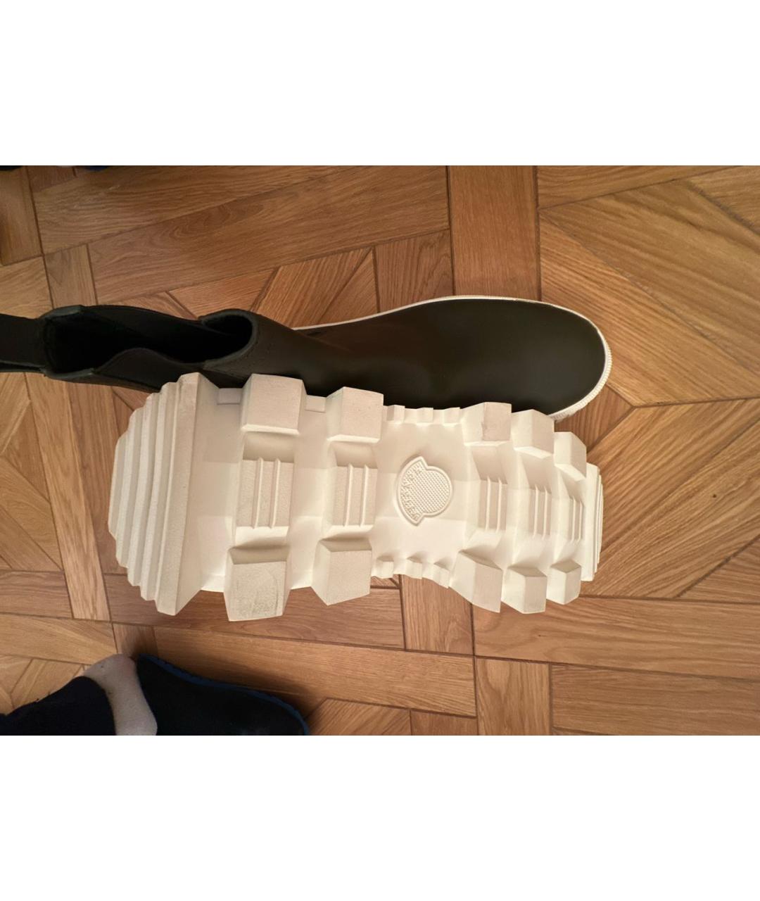 MONCLER Хаки кожаные высокие ботинки, фото 6