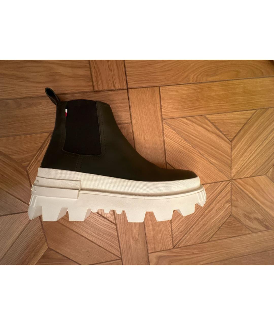 MONCLER Хаки кожаные высокие ботинки, фото 5