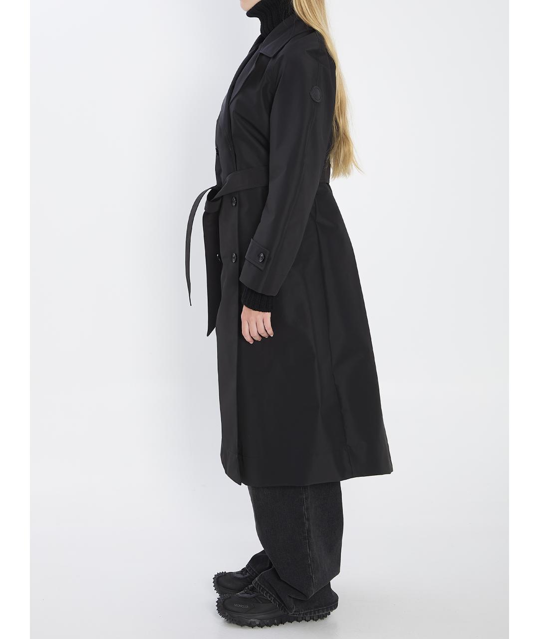 MONCLER Черный полиэстеровый тренч/плащ, фото 4