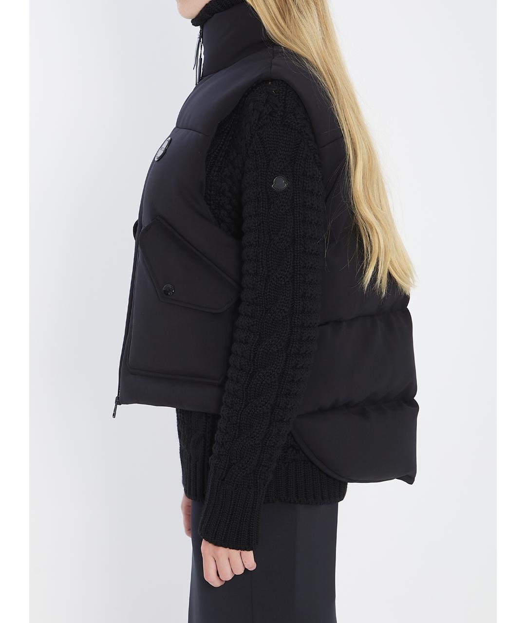 MONCLER Черный полиэстеровый жилет, фото 4