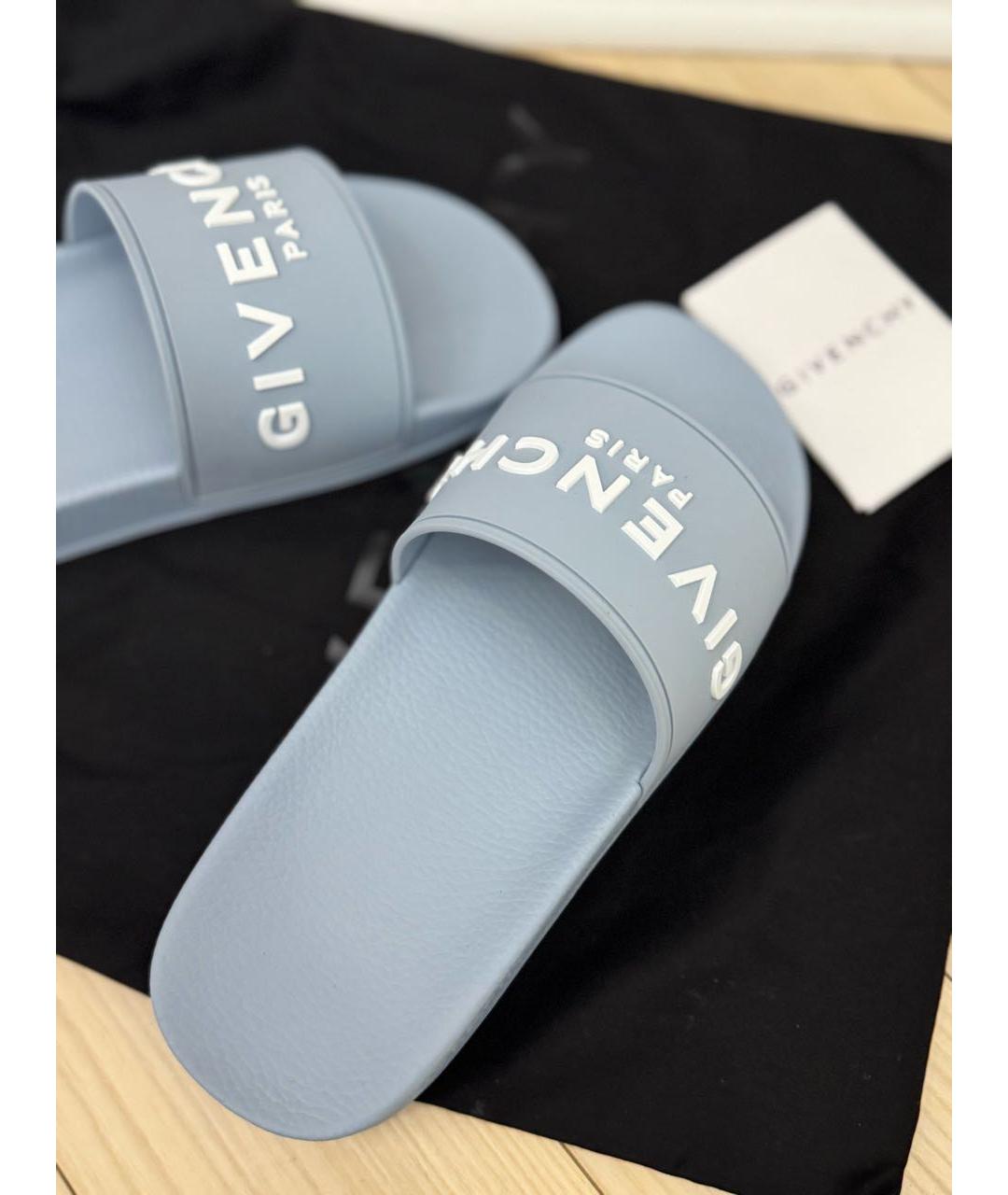 GIVENCHY Голубые резиновые шлепанцы, фото 5