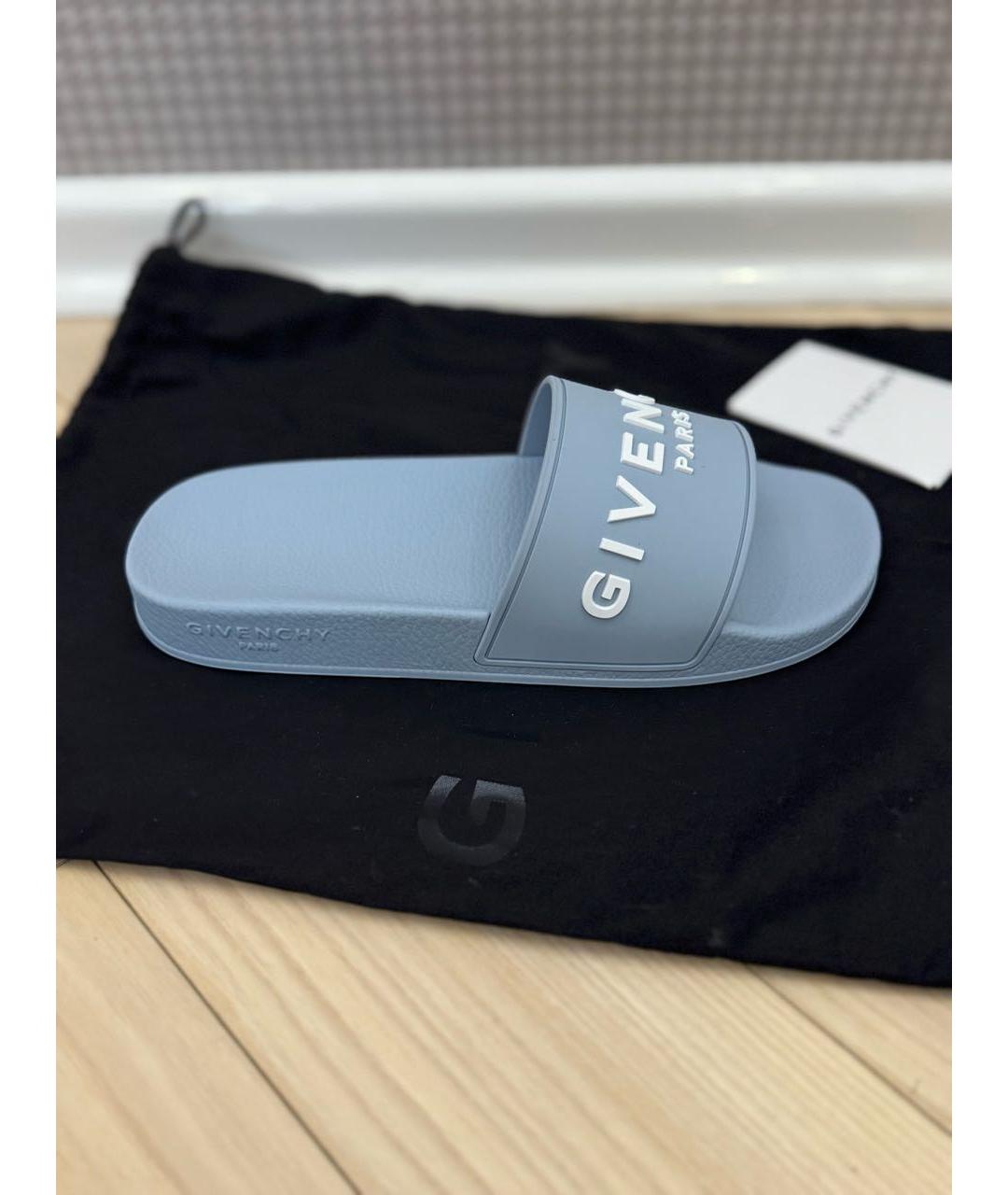 GIVENCHY Голубые резиновые шлепанцы, фото 7