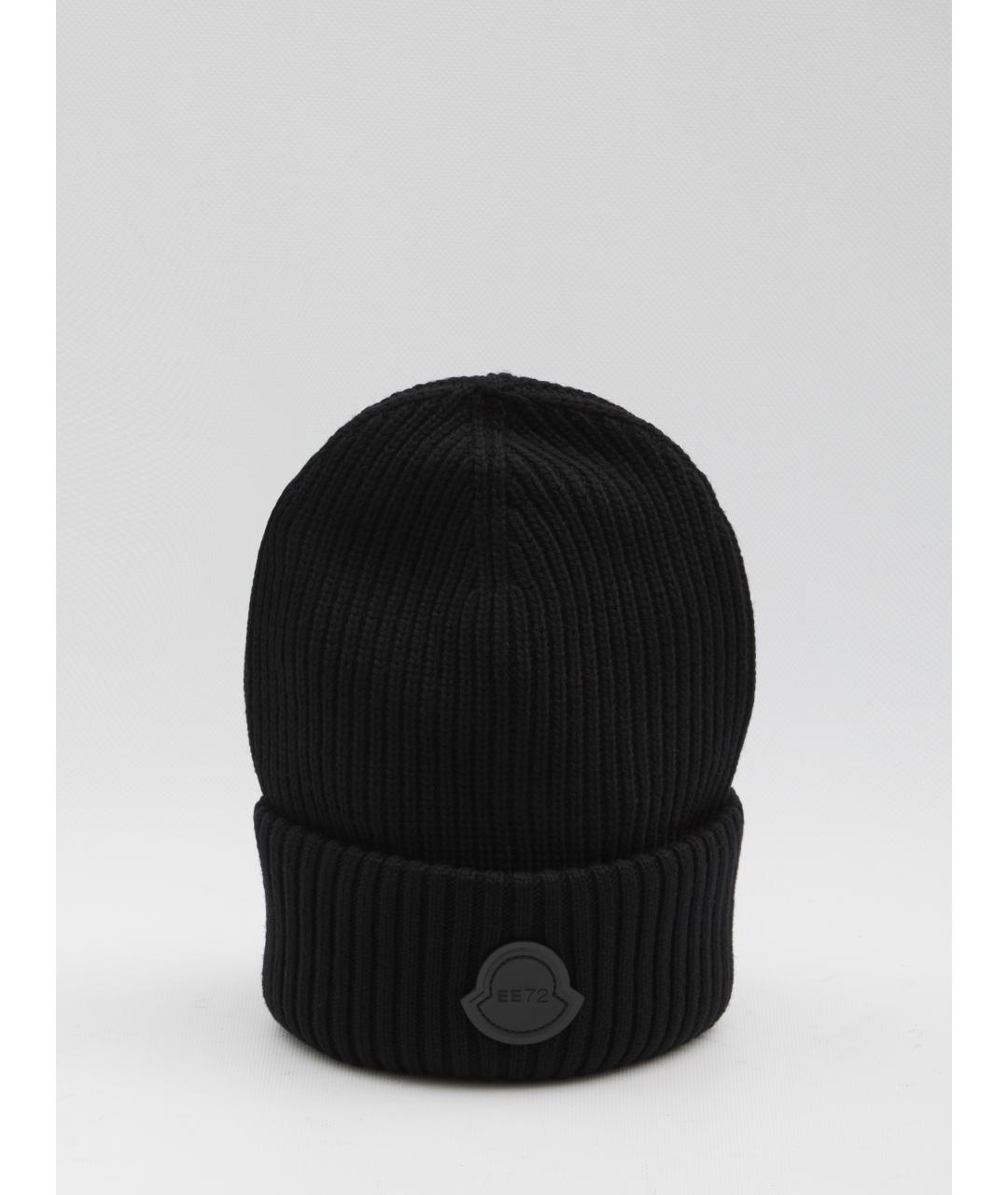MONCLER Черная шерстяная шапка, фото 3