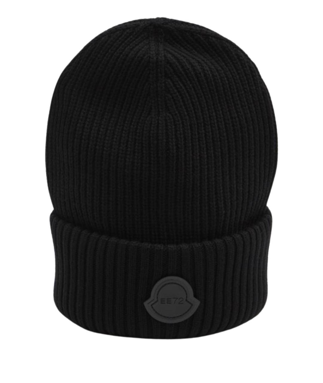 MONCLER Черная шерстяная шапка, фото 1
