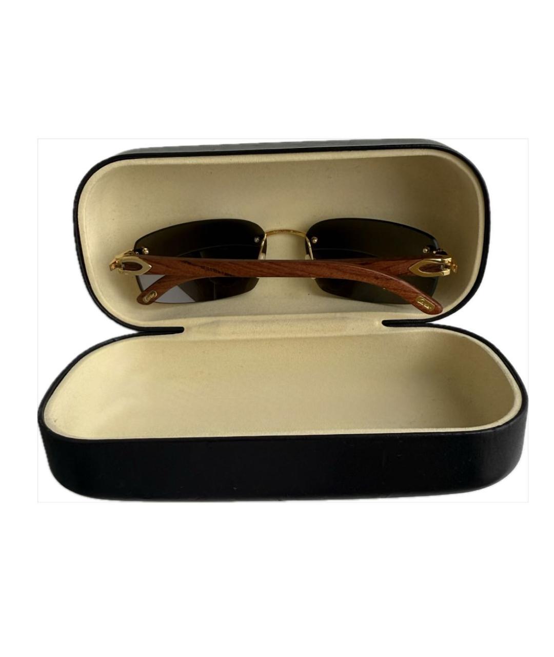 CARTIER Коричневые деревянные солнцезащитные очки, фото 2