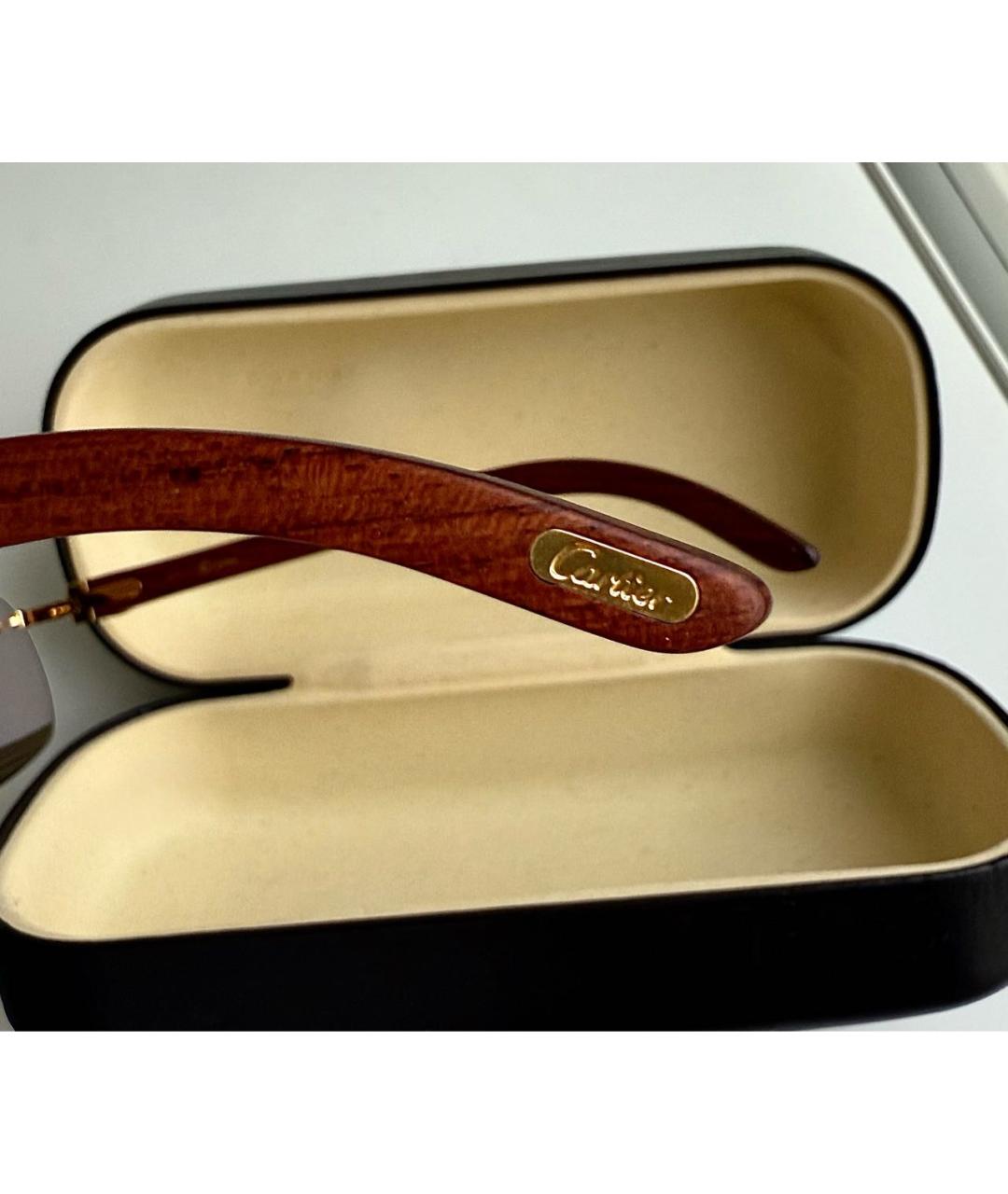 CARTIER Коричневые деревянные солнцезащитные очки, фото 4