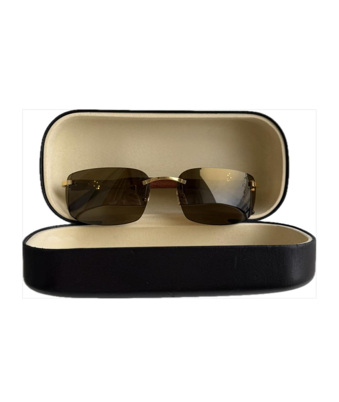 CARTIER Коричневые деревянные солнцезащитные очки, фото 5