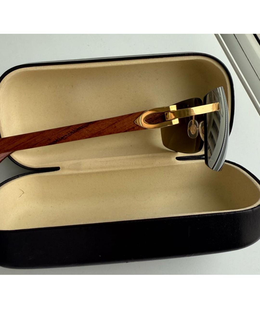 CARTIER Коричневые деревянные солнцезащитные очки, фото 3
