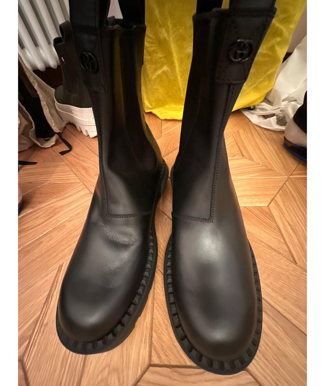 GUCCI Черные кожаные высокие ботинки, фото 3