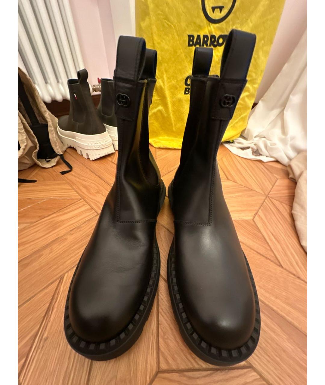 GUCCI Черные кожаные высокие ботинки, фото 2