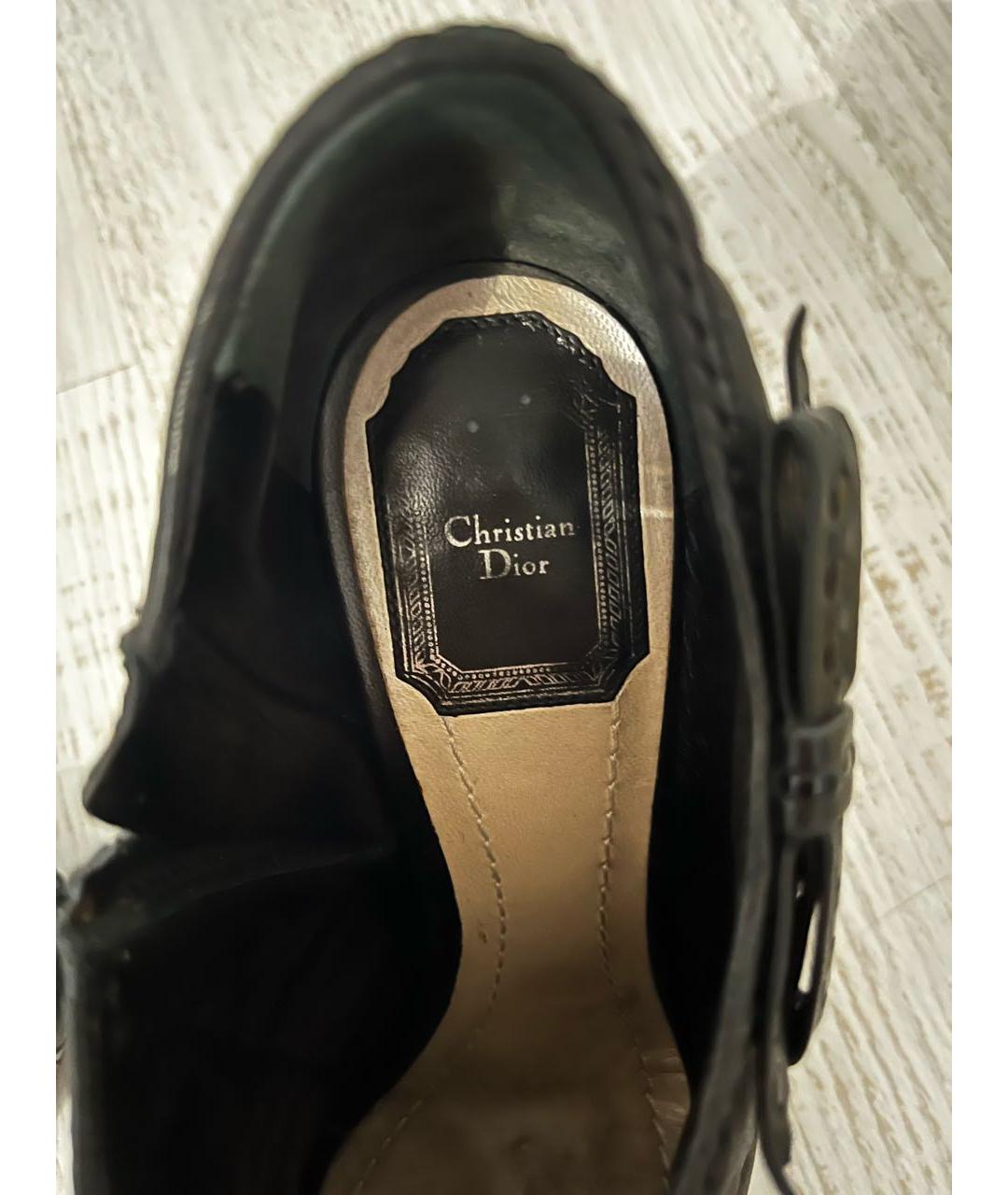 CHRISTIAN DIOR Черные кожаные ботильоны, фото 3