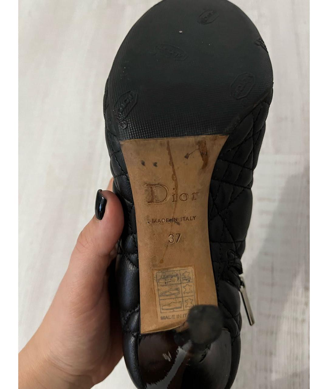 CHRISTIAN DIOR Черные кожаные ботильоны, фото 2