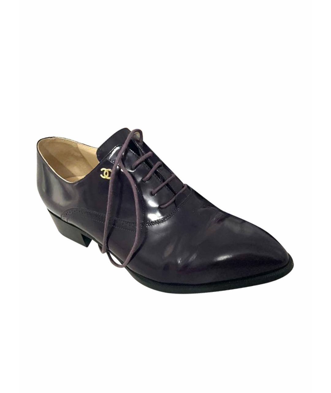 CHANEL Фиолетовые кожаные лоферы, фото 1