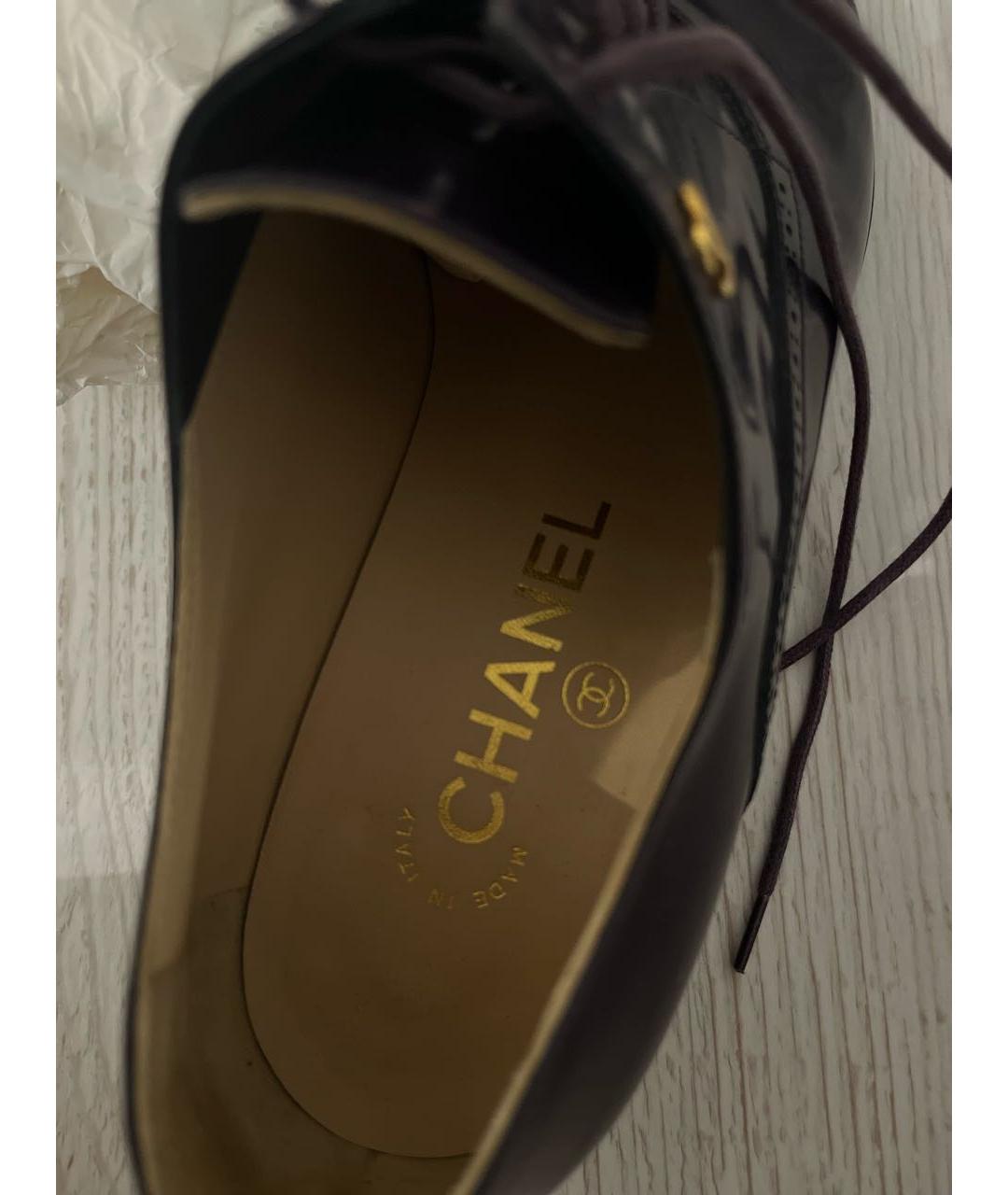 CHANEL Фиолетовые кожаные лоферы, фото 2