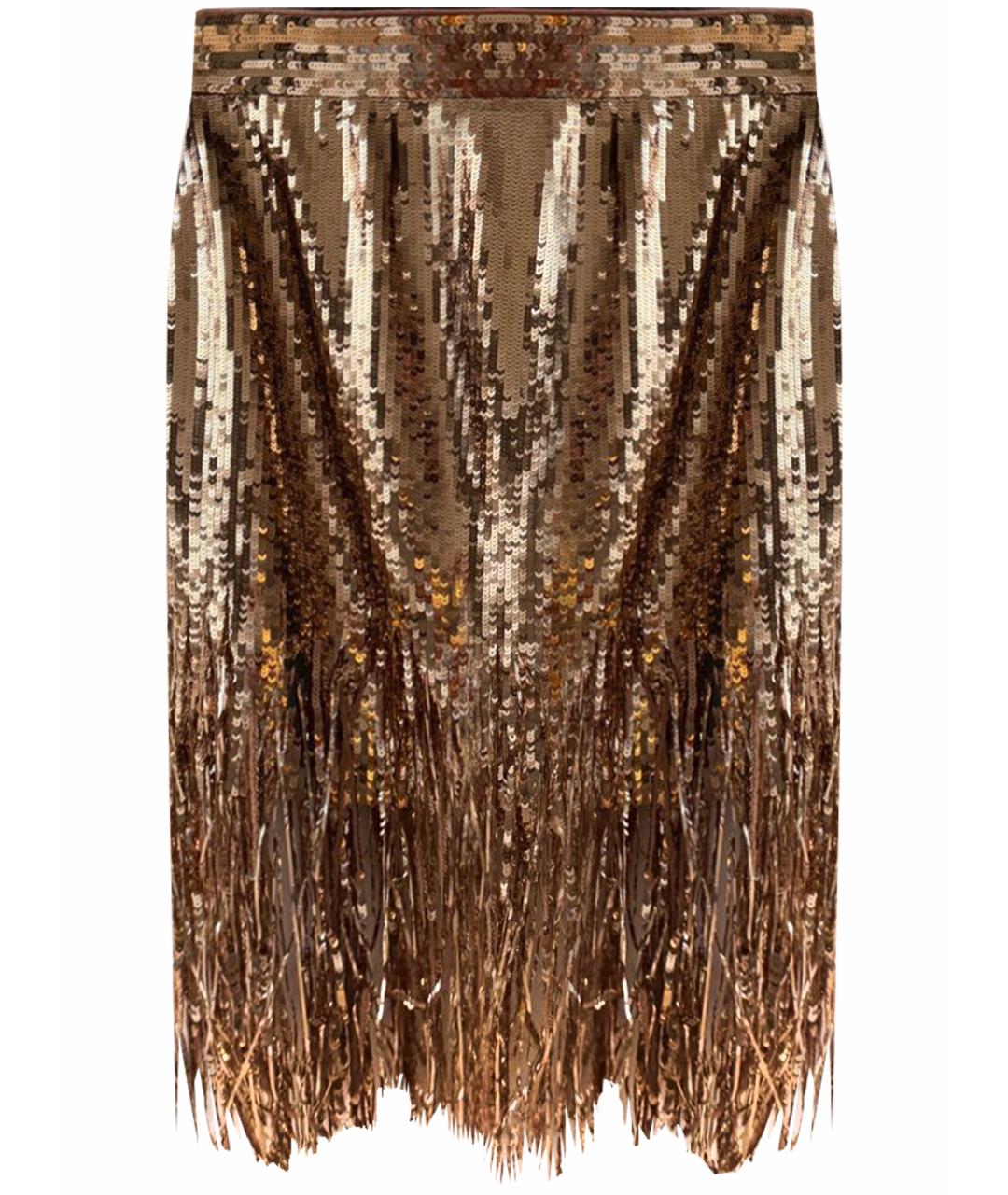 MSGM Золотая полиэстеровая юбка миди, фото 1