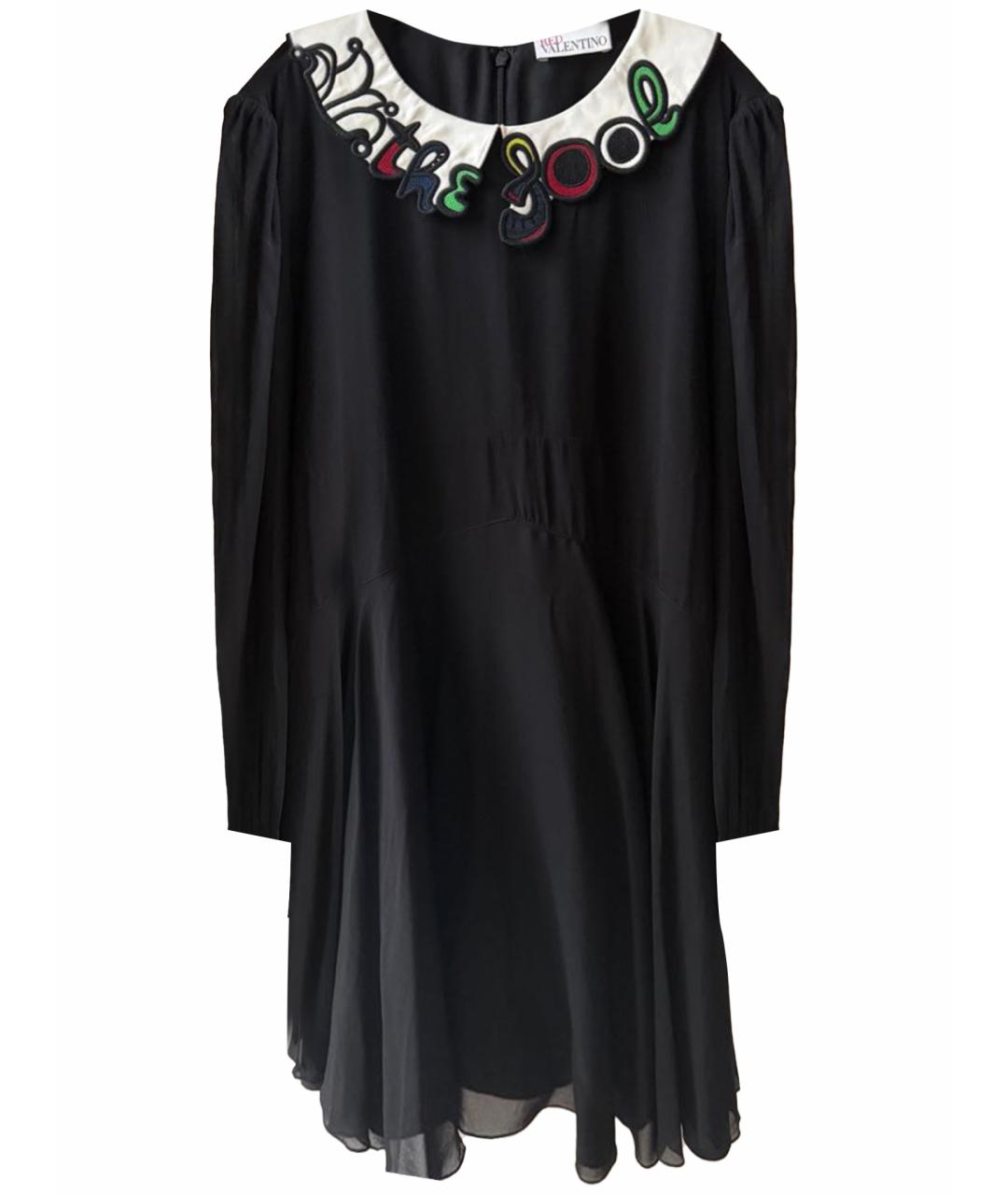 RED VALENTINO Черное шелковое платье, фото 1