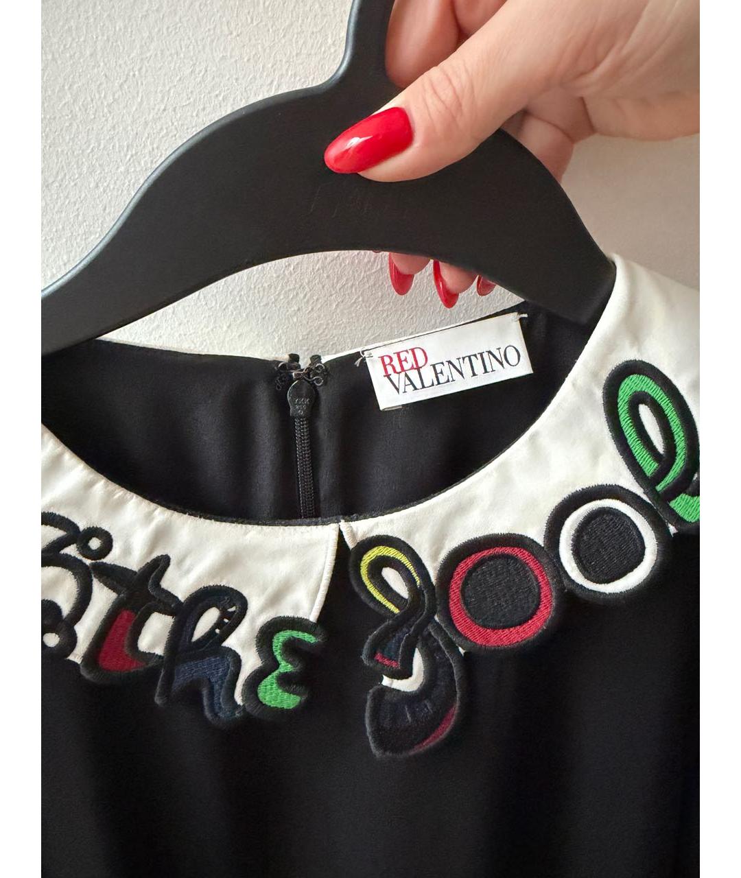 RED VALENTINO Черное шелковое платье, фото 3