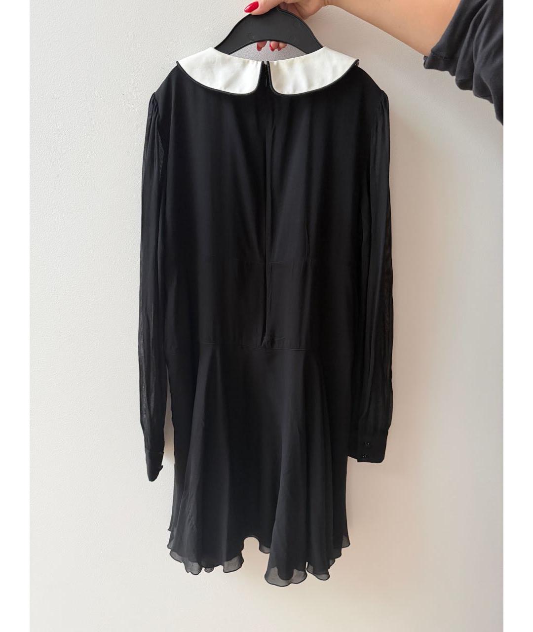 RED VALENTINO Черное шелковое платье, фото 2