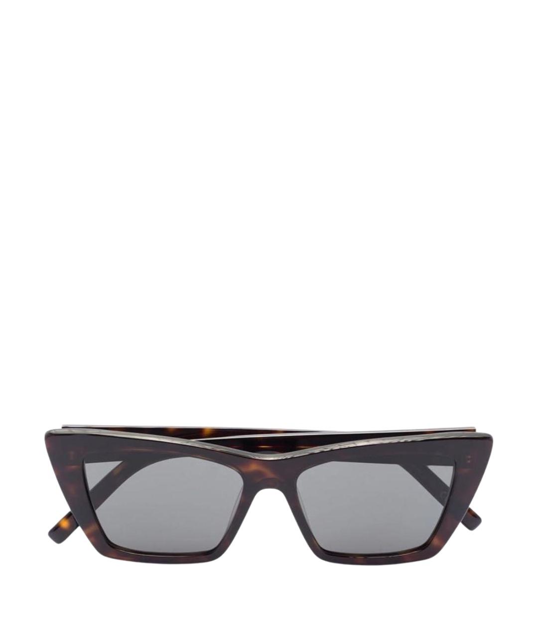 SAINT LAURENT Коричневые пластиковые солнцезащитные очки, фото 1