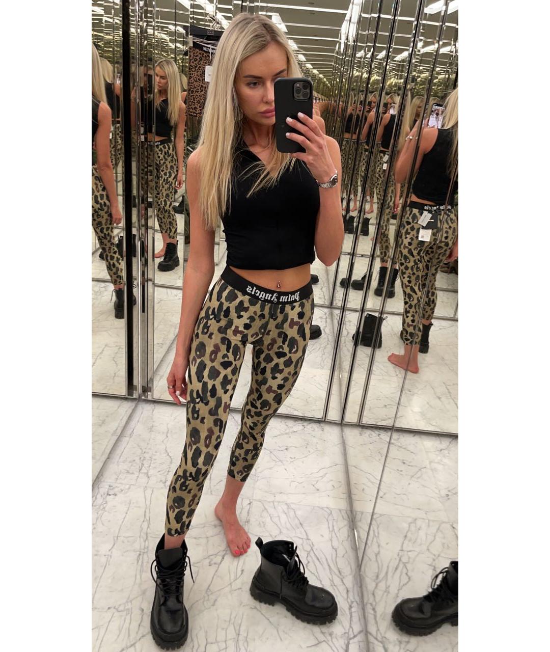 PALM ANGELS Зеленые полиэстеровые леггинсы и велосипедки, фото 6