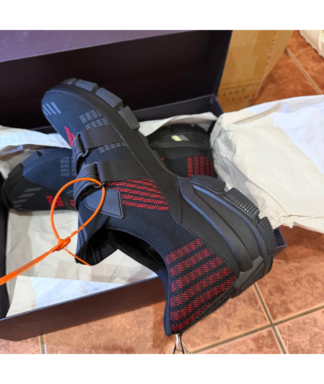 PRADA Черные текстильные низкие кроссовки / кеды, фото 4