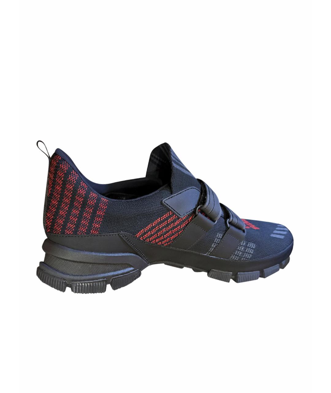 PRADA Черные текстильные низкие кроссовки / кеды, фото 1