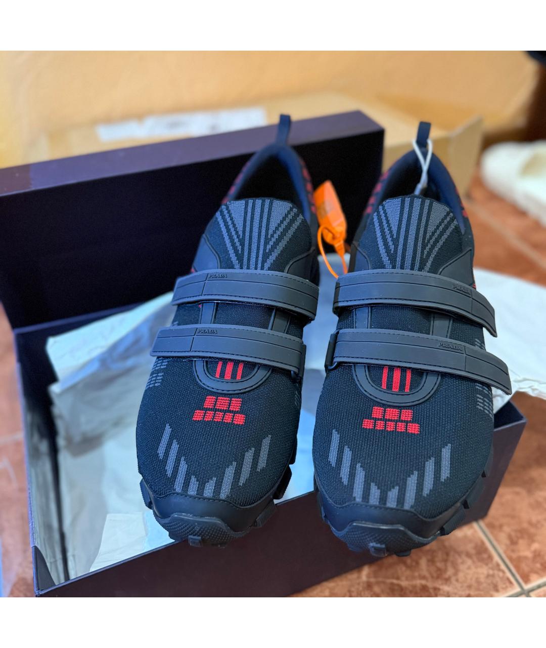 PRADA Черные текстильные низкие кроссовки / кеды, фото 3