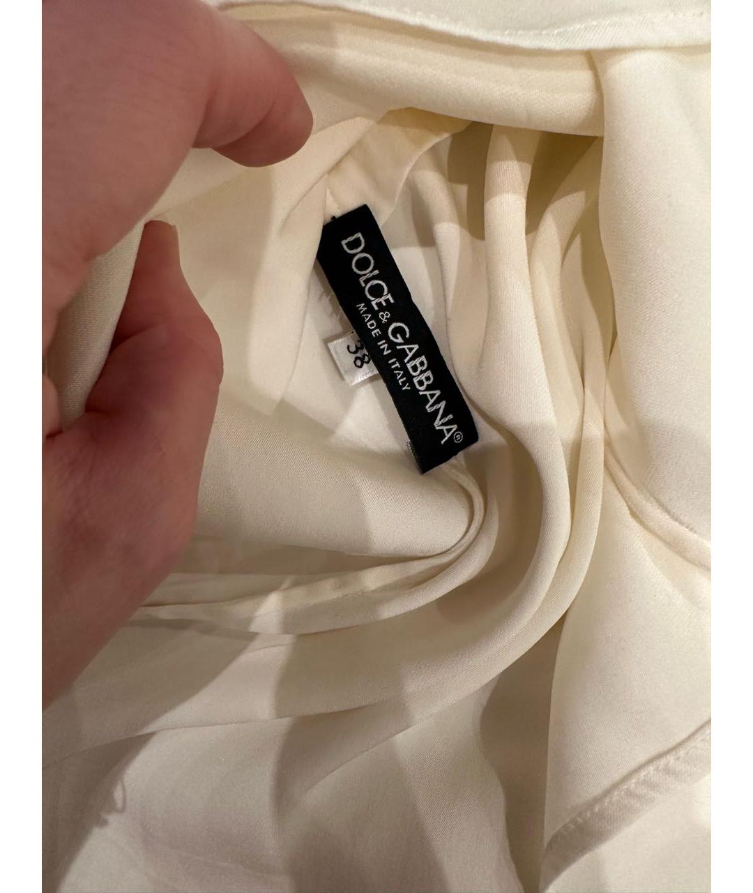 DOLCE&GABBANA Белая шелковая блузы, фото 4