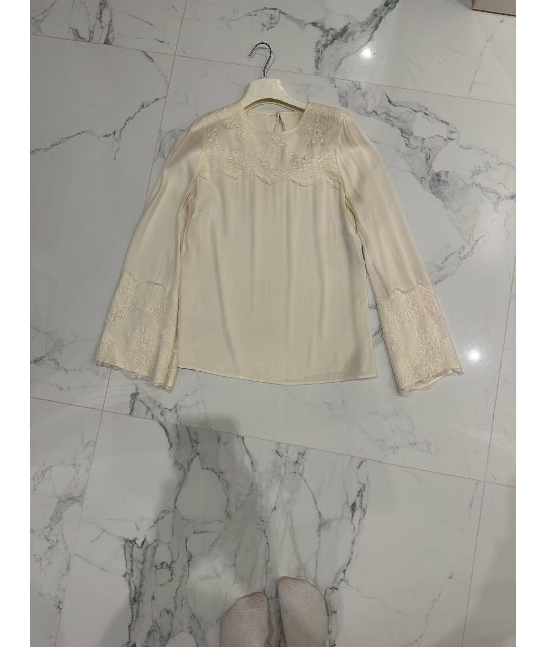 DOLCE&GABBANA Белая шелковая блузы, фото 5