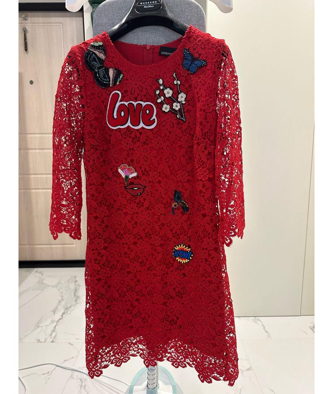 ERMANNO SCERVINO Красное кружевное коктейльное платье, фото 6