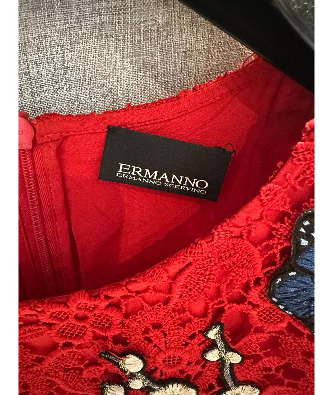 ERMANNO SCERVINO Красное кружевное коктейльное платье, фото 5