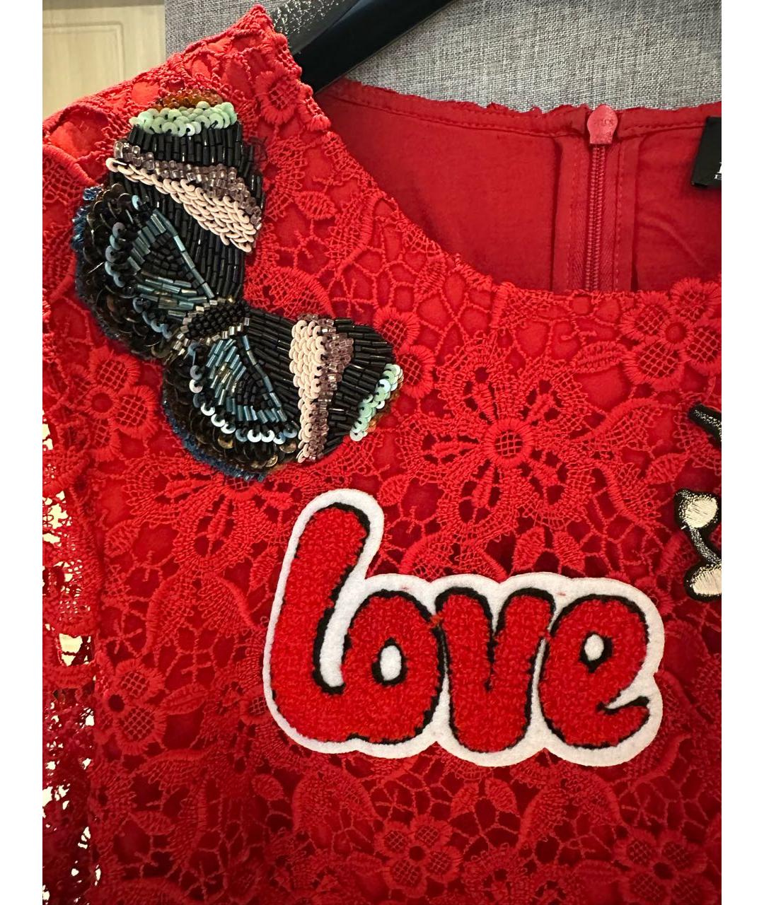 ERMANNO SCERVINO Красное кружевное коктейльное платье, фото 3