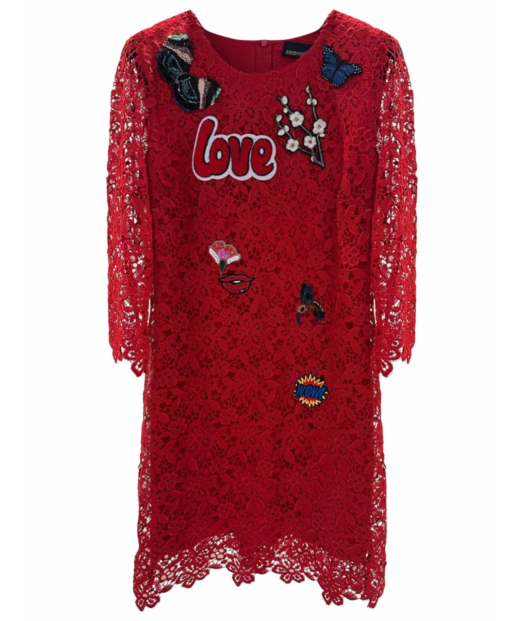 ERMANNO SCERVINO Красное кружевное коктейльное платье, фото 1