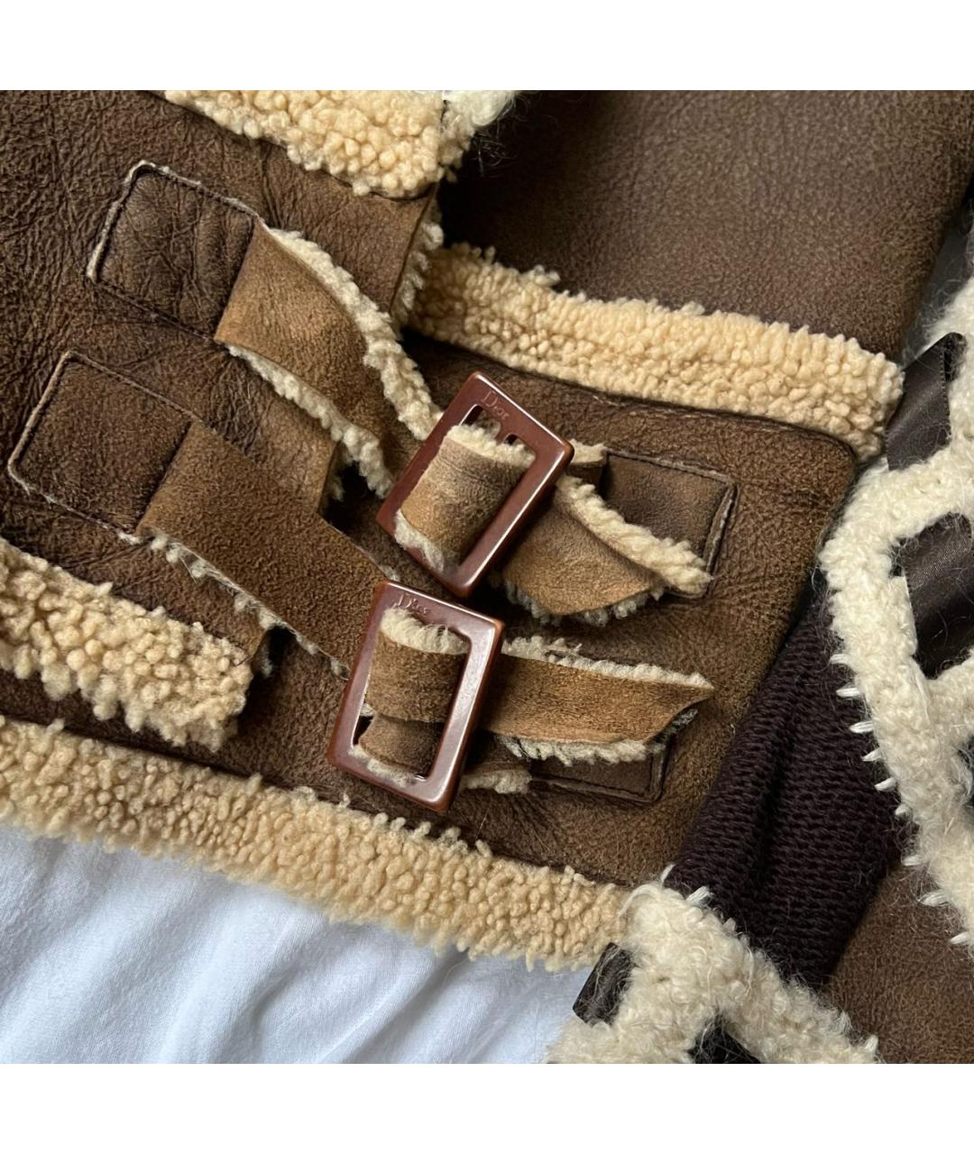 CHRISTIAN DIOR Коричневая кожаная дубленка, фото 4