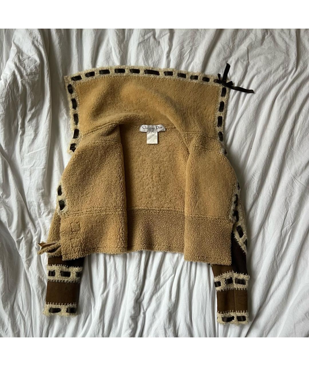 CHRISTIAN DIOR Коричневая кожаная дубленка, фото 5
