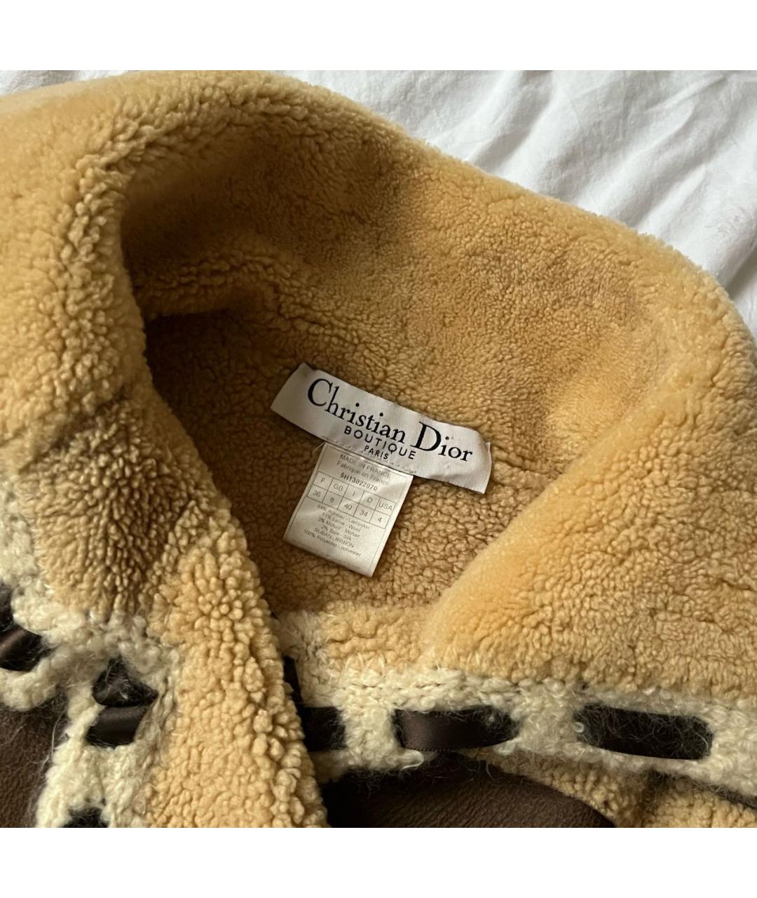 CHRISTIAN DIOR Коричневая кожаная дубленка, фото 3