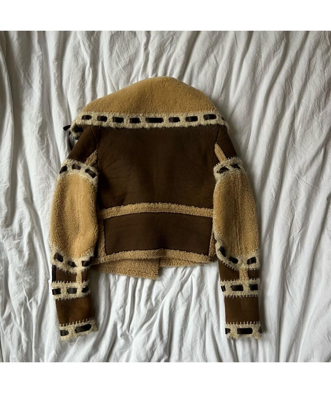 CHRISTIAN DIOR Коричневая кожаная дубленка, фото 2