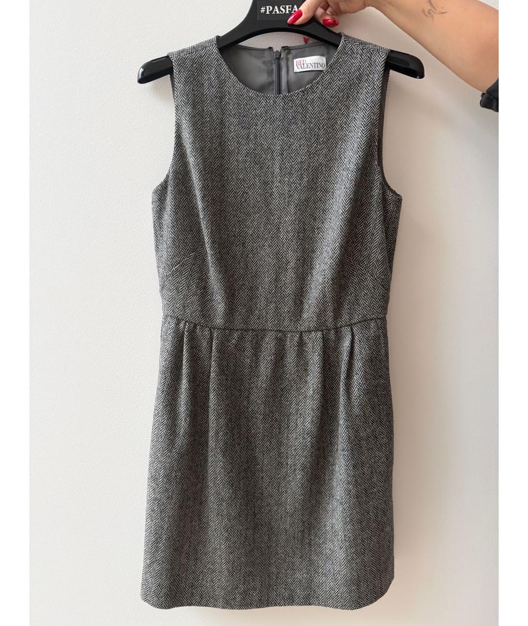 RED VALENTINO Антрацитовое шерстяное повседневное платье, фото 5