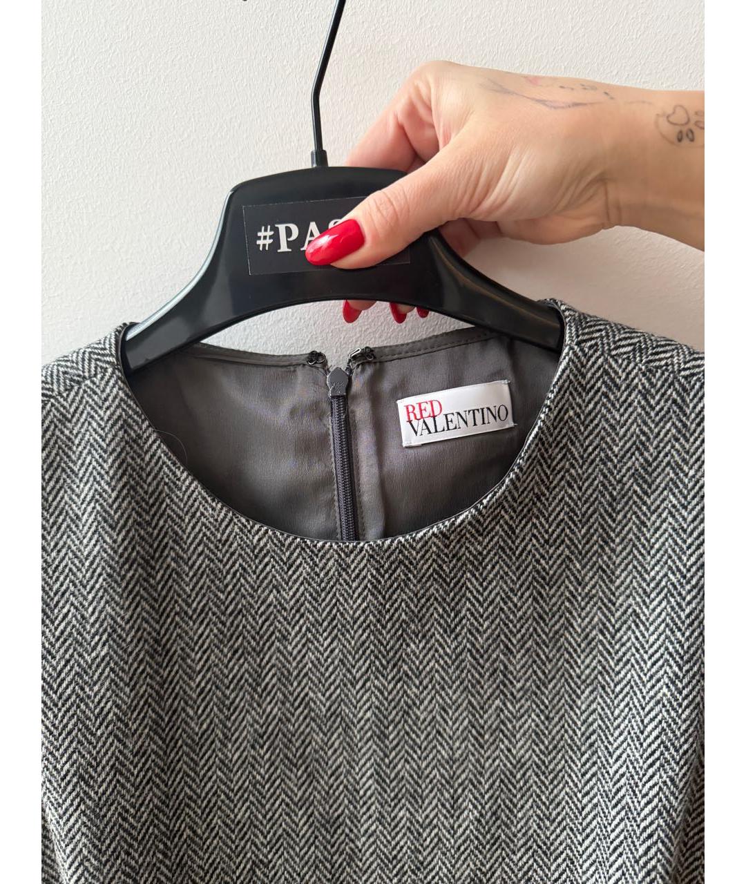 RED VALENTINO Антрацитовое шерстяное повседневное платье, фото 3
