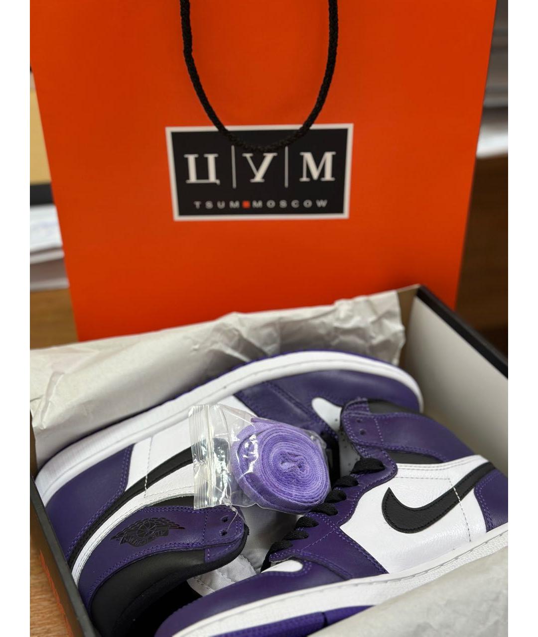 NIKE Фиолетовые кожаные высокие кроссовки / кеды, фото 6