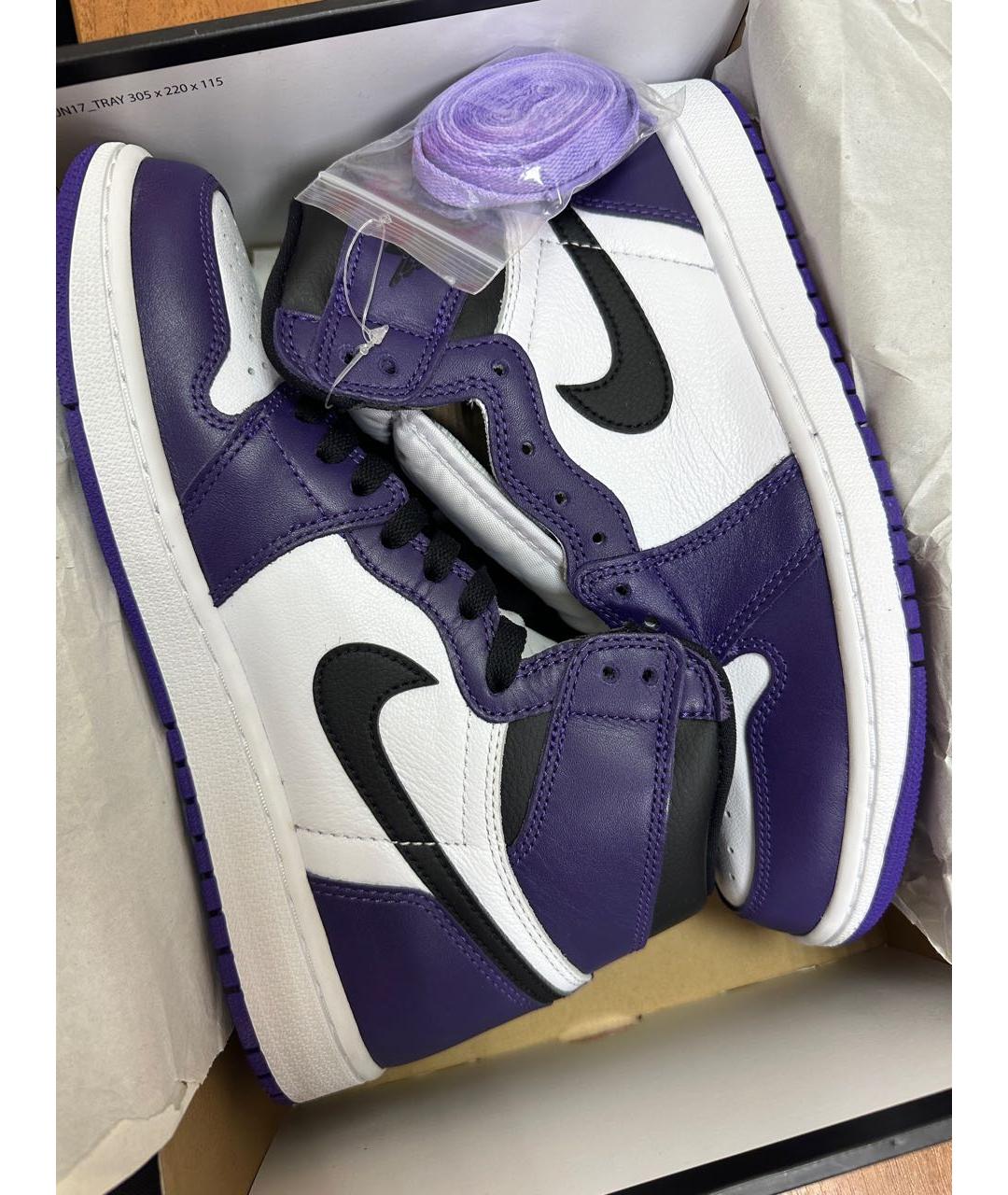 NIKE Фиолетовые кожаные высокие кроссовки / кеды, фото 7